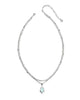 KENDRA SCOTT- Adriana Scallop Edge Frame Multistrand Necklace in Rhodium Sea Green Chrysocolla