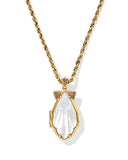 KENDRA SCOTT- Alexa Vintage Gold Locket Pendant Necklace in Ivory Mother of Pearl