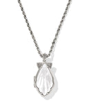 KENDRA SCOTT- Alexa Rhodium Locket Pendant Necklace in Ivory Mother of Pearl