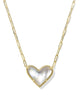 KENDRA SCOTT- Ari Gold Heart Statement Pendant Necklace in Ivory Mother of Pearl