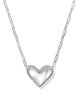 KENDRA SCOTT- Ari Rhodium Heart Statement Pendant Necklace in Ivory Mother of Pearl
