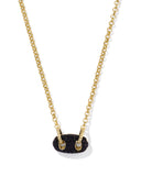 KENDRA SCOTT- Bailey Pave Pendant Necklace in Gold Black Crystal