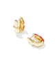 KENDRA SCOTT- Courtney Enamel Huggie Earring in Gold Red Enamel