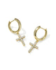 KENDRA SCOTT- Cross Crystal Gold Huggie Earrings