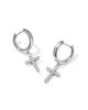KENDRA SCOTT- Cross Rhodium Crystal Huggie Earrings