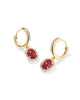 KENDRA SCOTT- Daphne Gold Crystal Frame Huggie Earrings in Dark Burgundy Illusion