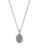 KENDRA SCOTT- Daphne Framed Pendant Necklace in Rhodium Platinum Drusy