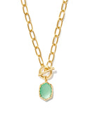 KENDRA SCOTT- Daphne Convertible Gold Link Chain Necklace in Light Green Mother of Pearl