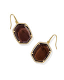 KENDRA SCOTT- Daphne Pave Framed Drop Earring in Gold Smoky Quartz