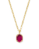 KENDRA SCOTT- Daphne Pave Framed Pendant Necklace in Gold Berry Mica