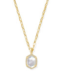 KENDRA SCOTT- Daphne Pave Framed Pendant Necklace in Gold Iridescent Ivory Illusion