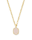 KENDRA SCOTT- Daphne Rave Framed Pendant Necklace in Gold Iridescent Drusy