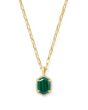 KENDRA SCOTT- Daphne Pave Framed Pendant Necklace in Gold Green Malachite