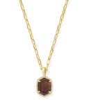 KENDRA SCOTT- Daphne Pave Framed Pendant Necklace in Gold Smoky Quartz