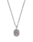 KENDRA SCOTT- Daphne Pave Framed Pendant Necklace in Rhodium Platinum Drusy