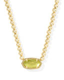 KENDRA SCOTT- Elisa Gold Beaded Necklace in Chartreuse Green Mother of Pearl