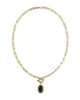KENDRA SCOTT- Elisa Enamel Link Chain Necklace in Gold Black Agate