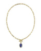 KENDRA SCOTT- Elisa Enamel Link Chain Necklace in Gold Navy Mother of Pearl