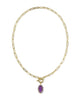 KENDRA SCOTT- Elisa Enamel Link Chain Necklace in Gold Purple Mother of Pearl