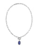 KENDRA SCOTT- Elisa Enamel Link Chain Necklace in Rhodium Navy Mother of Pearl