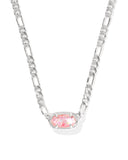 KENDRA SCOTT- Elisa Rhodium Framed Pendant Necklace in Pink Iridescent Mother of Pearl