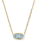 KENDRA SCOTT- Elisa Luxe Pendant Necklace in Gold Light Blue CZ