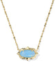 KENDRA SCOTT- Elisa Scallop Frame Necklace in Gold Sky Blue Iridescent Abalone