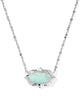 KENDRA SCOTT- Elisa Scallop Frame Necklace in Rhodium Sea Green Chrysocolla