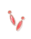 KENDRA SCOTT- Genevieve Rhodium Beaded Statement Earrings in Coral Pink Mother of Pearl