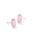 KENDRA SCOTT- Grayson Rhodium Stone Stud Earrings in Pink Iridescent Mother of Pearl