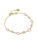 KENDRA SCOTT- Haisley Gold Heart Delicate Bracelet in Pink Pearlescent Enamel