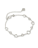 KENDRA SCOTT- Haisley Rhodium Heart Delicate Bracelet in White Crystal