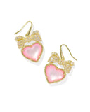 KENDRA SCOTT- Haisley Gold Heart Drop Earrings in Blush Ivory Mother of Pearl