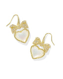 KENDRA SCOTT- Haisley Gold Heart Drop Earrings in Ivory Mother of Pearl