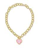 KENDRA SCOTT- Haisley Gold Heart Statement Necklace in Blush Ivory Mother of Pearl