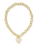 KENDRA SCOTT- Haisley Gold Heart Statement Necklace in Ivory Mother of Pearl