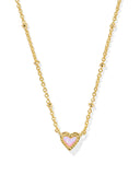 KENDRA SCOTT- Mini Ari Heart Satelite Necklace in Gold Bubblegum Pink Opal