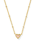 KENDRA SCOTT- Mini Ari Heart Satelite Necklace in Gold Rose Quartz