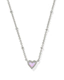 KENDRA SCOTT- Mini Ari Heart Satelite Necklace in Rhodium Bubblegum Pink Opal