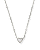 KENDRA SCOTT- Mini Ari Heart Satelite Necklace in Rhodium Ivory Mother of Pearl