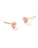 KENDRA SCOTT- Mini Ari Heart Stud Earring in Gold Bubblegum Pink Opal