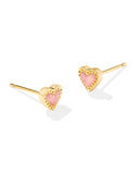 KENDRA SCOTT- Mini Ari Heart Stud Earring in Gold Rose Quartz