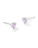 KENDRA SCOTT- Mini Ari Heart Stud Earring in Rhodium Bubblegum Pink