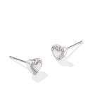 KENDRA SCOTT- Mini Ari Heart Stud Earring in Rhodium Ivory Mother of Pearl