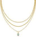 KENDRA SCOTT- Mini Gold Elisa Triple Strand Necklace in Light Teal Opal