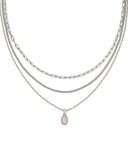 KENDRA SCOTT- Mini Elisa Rhodium Triple Strand Necklace in Iridescent Drusy
