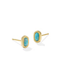 KENDRA SCOTT- Mini Gold Ellie Stud Earrings in Light Teal Opal