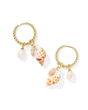 KENDRA SCOTT- Oleana Gold Huggie Earrings in Ivory Spotted Shell