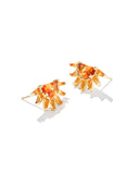 KENDRA SCOTT- Samantha Gold Sun Stud Earrings in Orange Glass