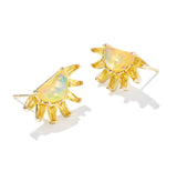 KENDRA SCOTT- Samantha Gold Sun Stud Earrings in Yellow Opal Mix